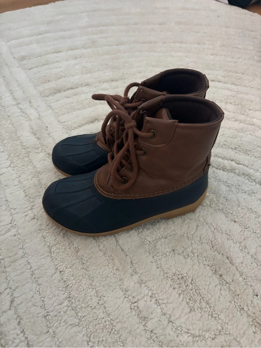 Sperry Kids Brown and Navy Lace-Up Duck Boots